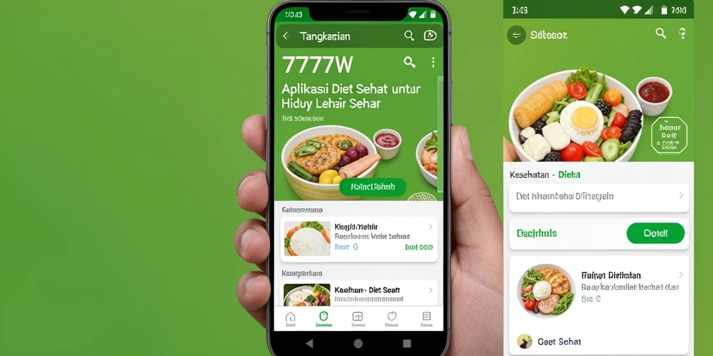 Antarmuka aplikasi 7777W yang intuitif untuk diet sehat.