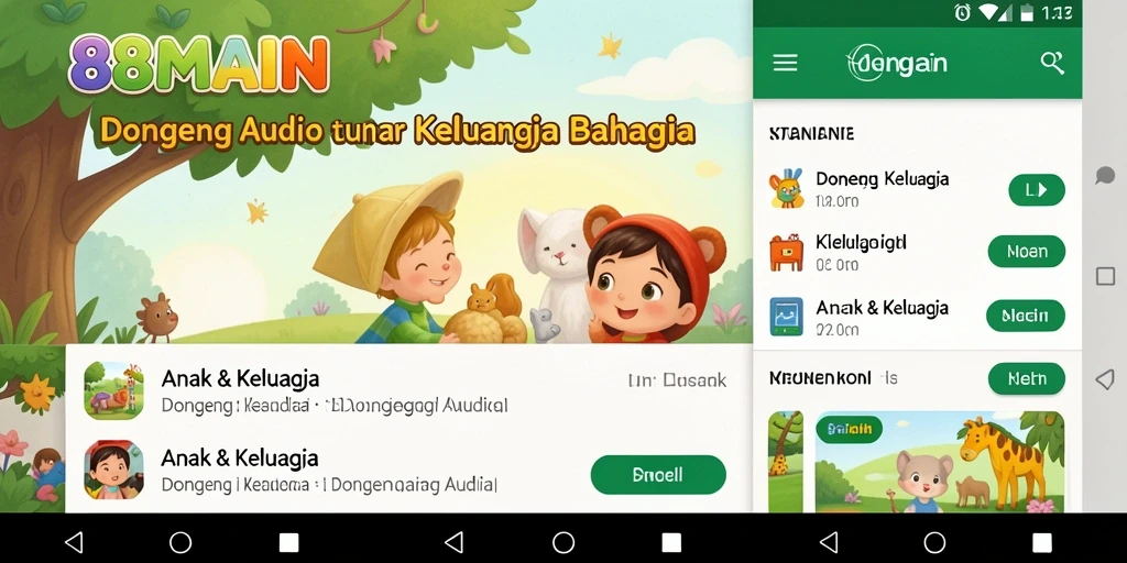 Antarmuka ramah anak dari aplikasi Dongeng Audio 88MAIN.