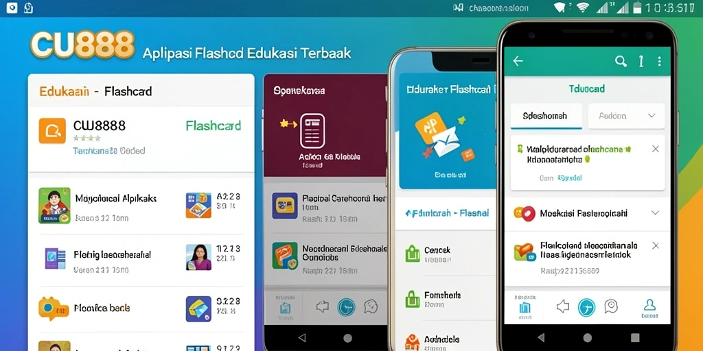 Antarmuka CU888 dengan fitur Flashcard yang interaktif.