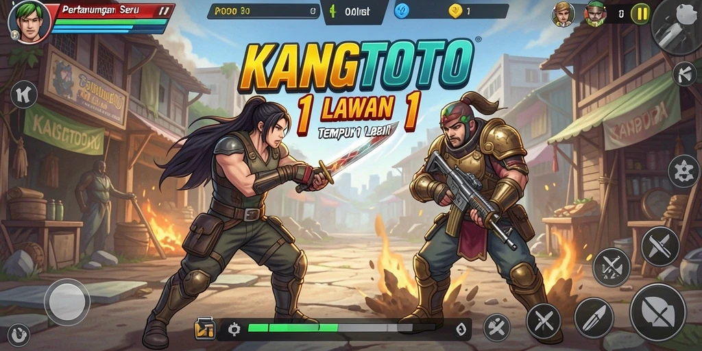 Antarmuka KANGTOTO dalam pertarungan 1 Lawan 1 yang penuh aksi.