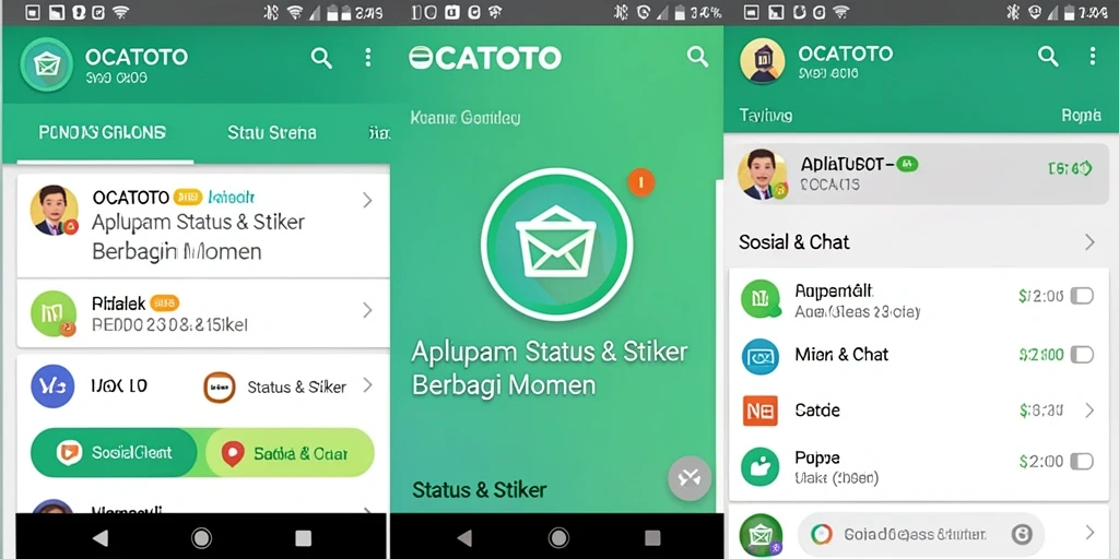 Tampilan antarmuka OCATOTO dengan berbagai stiker yang menarik.