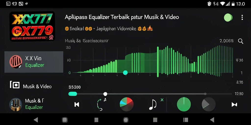 Antarmuka aplikasi Equalizer XXX777 yang intuitif dan menarik.