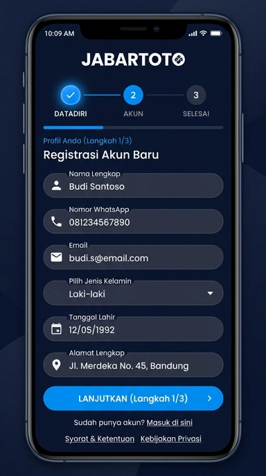 Buat Akun Baru jabartoto Untuk Pengguna Android