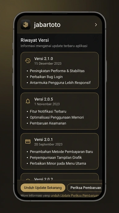 Riwayat Versi Aplikasi Jabartoto untuk Android